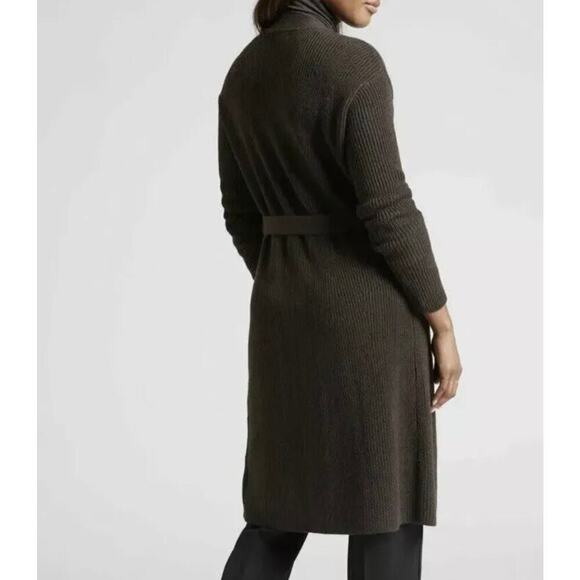 ATHLETA | Scenic Wrap Long Cardigan Sweater Wool Walnut Brown Quiet Luxury Sz S - Picture 3 of 9